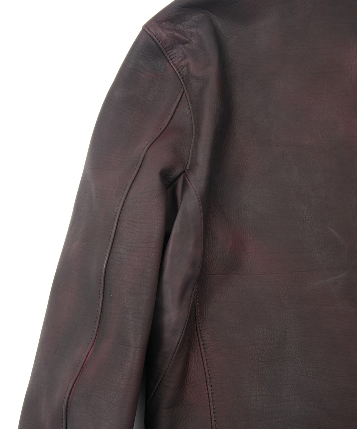 フルタンニン鞣し カーフスキン 燃焼製品染め ELEVEN セミダブルライダースジャケット - CRIMSON RED