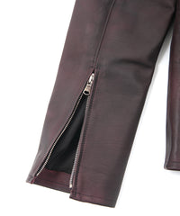 JapaneseWhite × Vegetable Tanned Calfskin Burning Dyed NINA High-neck Blouson - CRIMSON RED