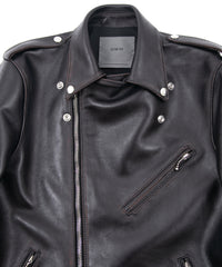 Combi tanned brown-core horsehide JOEY double rider's jacket (processed) - BLACK