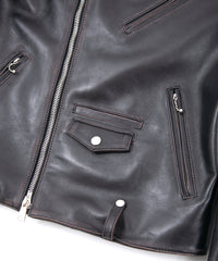 Combi tanned brown-core horsehide JOEY double rider's jacket (processed) - BLACK