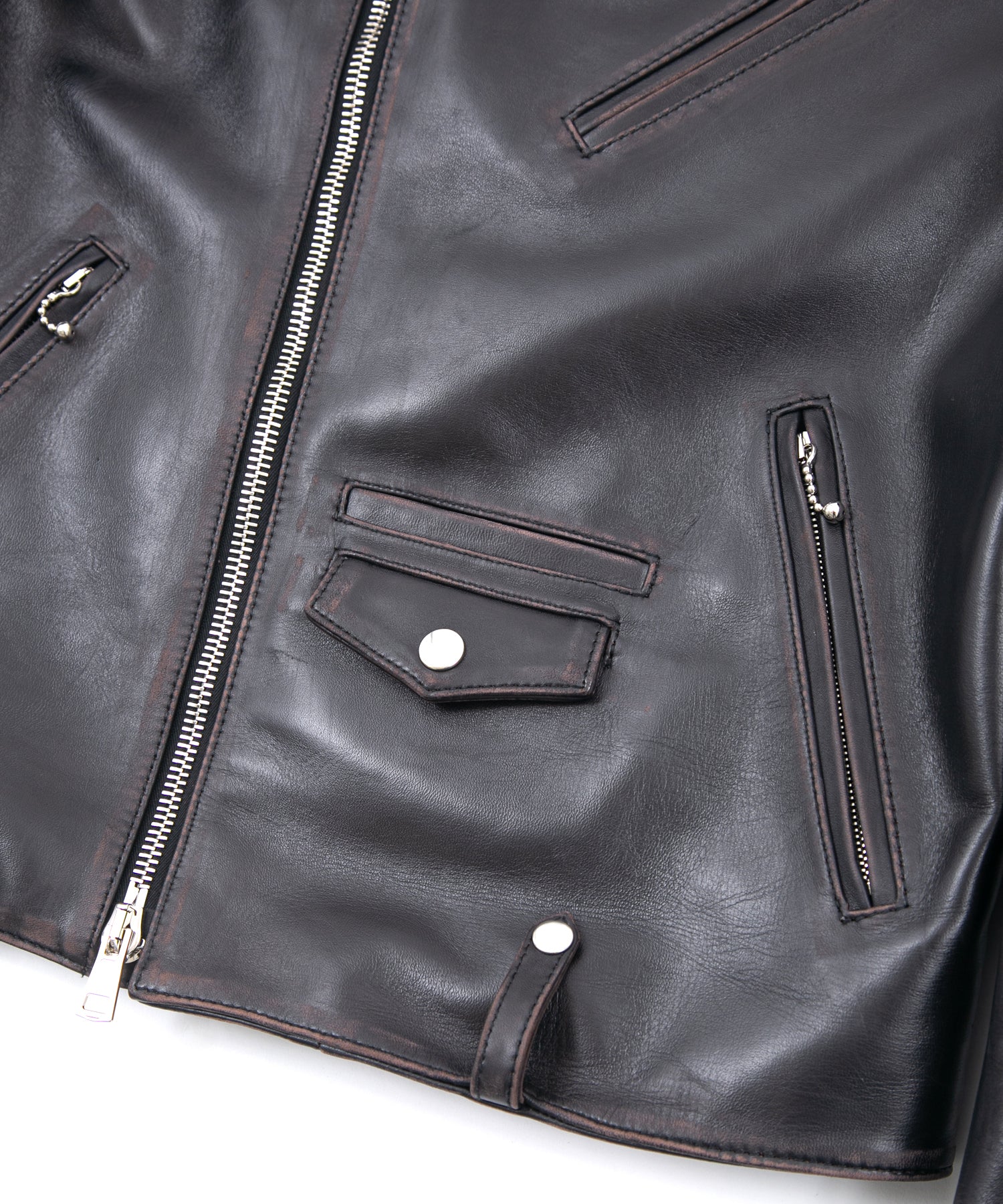 Load image into Gallery viewer, Combi tanned brown-core horsehide JOEY double rider&#39;s jacket (processed) - BLACK