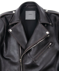 Combi tanned brown-core horsehide JOEY double rider's jacket (processed) - BLACK