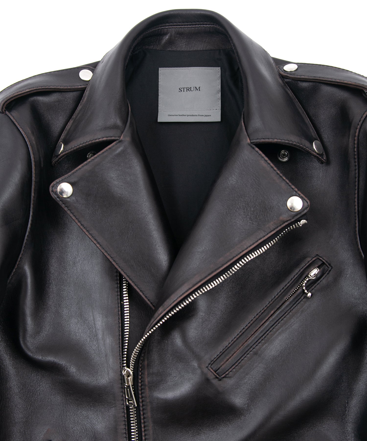 Load image into Gallery viewer, Combi tanned brown-core horsehide JOEY double rider&#39;s jacket (processed) - BLACK