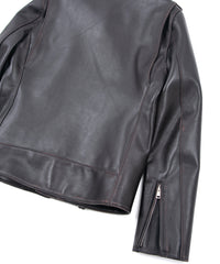 Combi tanned brown-core horsehide JOEY double rider's jacket (processed) - BLACK