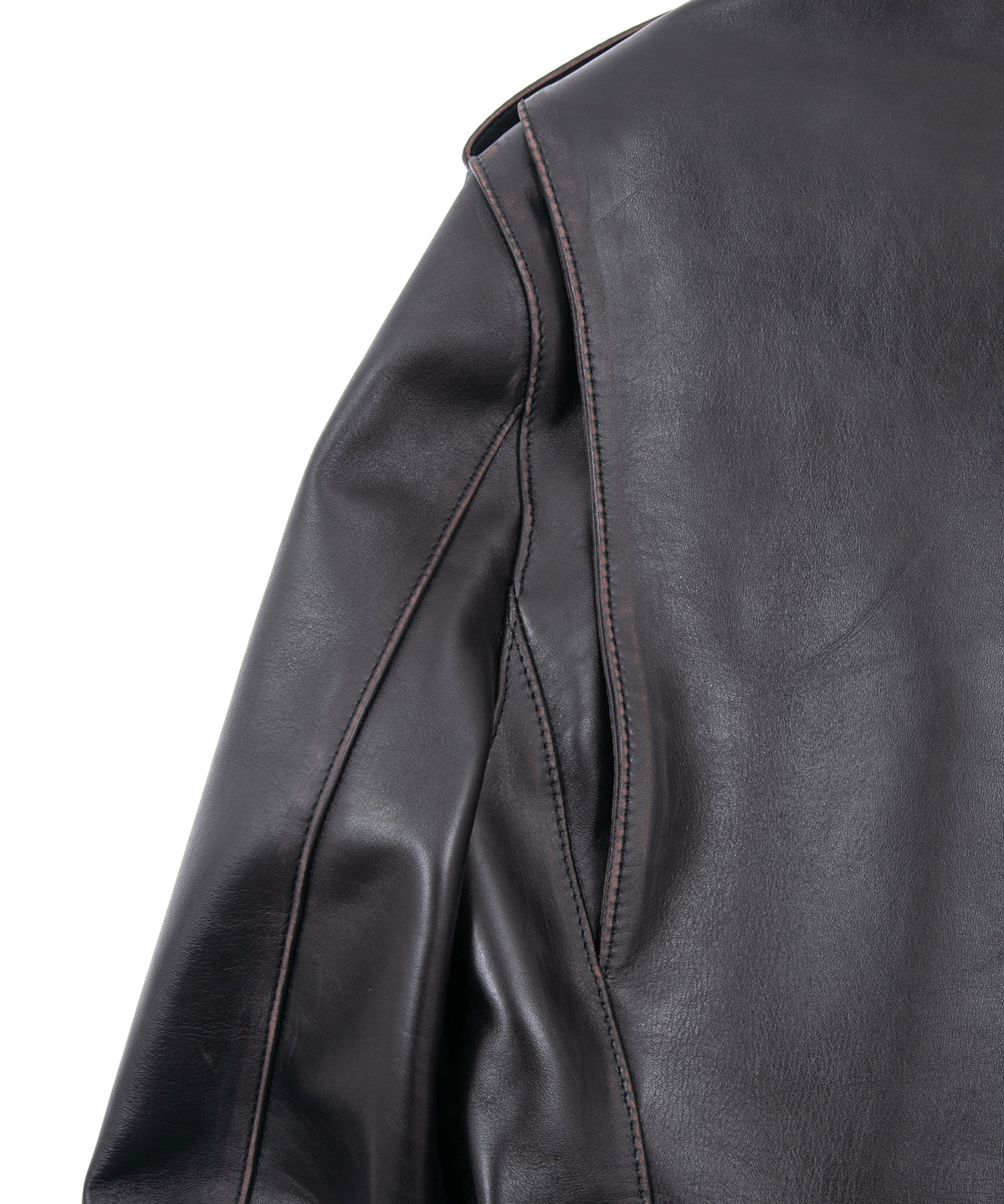 Combi tanned brown-core horsehide JOEY double rider's jacket (processed) - BLACK