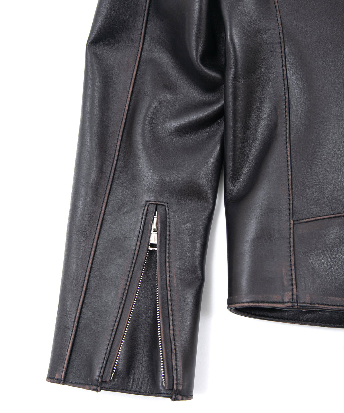 Combi tanned brown-core horsehide JOEY double rider's jacket (processed) - BLACK