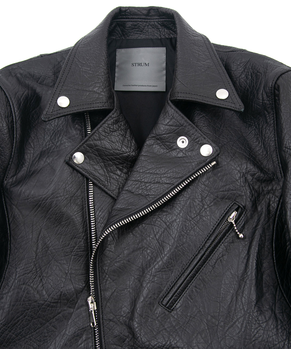 フルタンニン鞣し ナチュラル リンクル ホースハイド SPEEDER ダブルライダースジャケット - BLACK