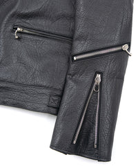 フルタンニン鞣し ナチュラル リンクル ホースハイド SPEEDER ダブルライダースジャケット - BLACK