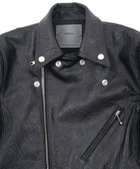 フルタンニン鞣し ナチュラル リンクル ホースハイド SPEEDER ダブルライダースジャケット - BLACK