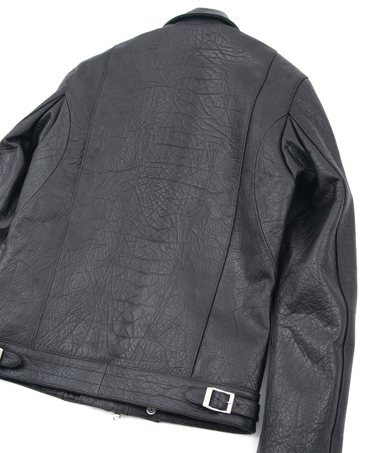 フルタンニン鞣し ナチュラル リンクル ホースハイド SPEEDER ダブルライダースジャケット - BLACK