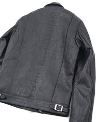 フルタンニン鞣し ナチュラル リンクル ホースハイド SPEEDER ダブルライダースジャケット - BLACK