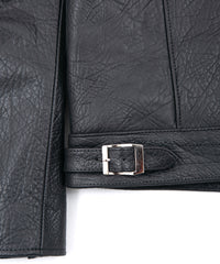 フルタンニン鞣し ナチュラル リンクル ホースハイド SPEEDER ダブルライダースジャケット - BLACK