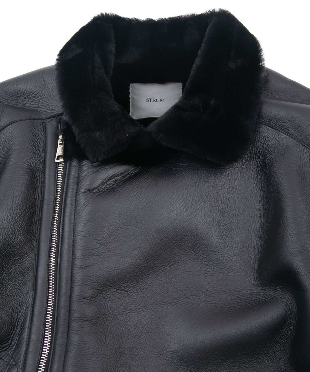 スペイン メリノ ナッパラン仕上げ CHAMBERS B-3 ムートンライダースジャケット - BLACK