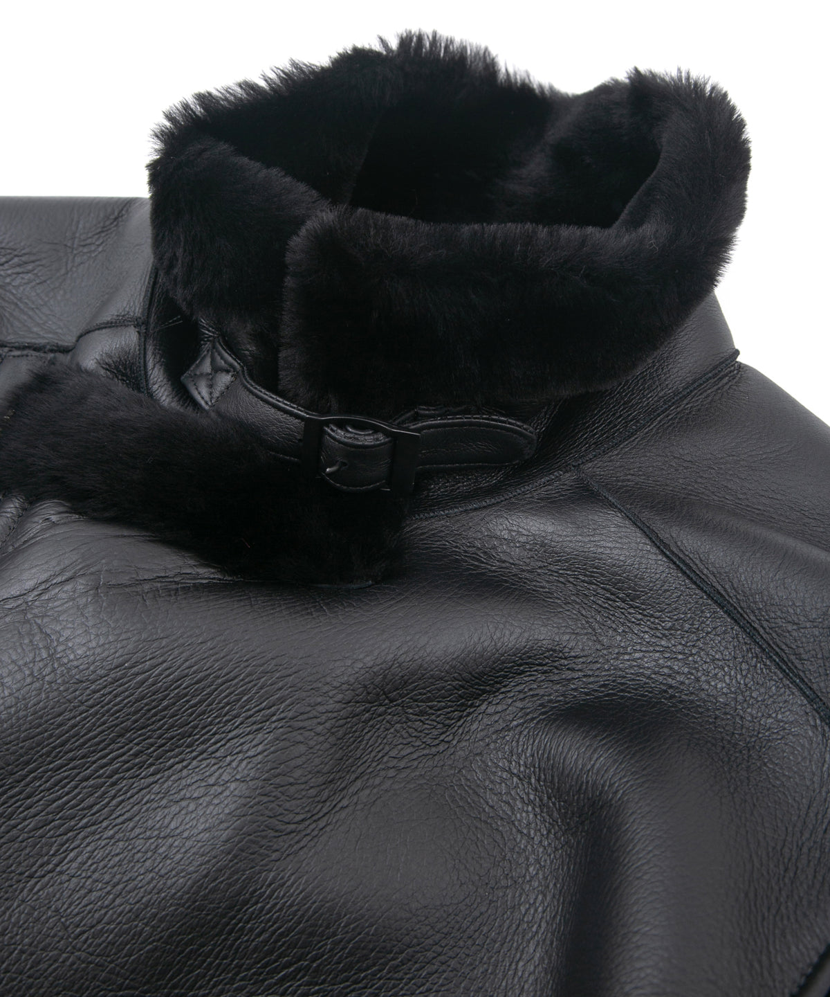 スペイン メリノ ナッパラン仕上げ CHAMBERS B-3 ムートンライダースジャケット - BLACK