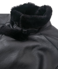 スペイン メリノ ナッパラン仕上げ CHAMBERS B-3 ムートンライダースジャケット - BLACK