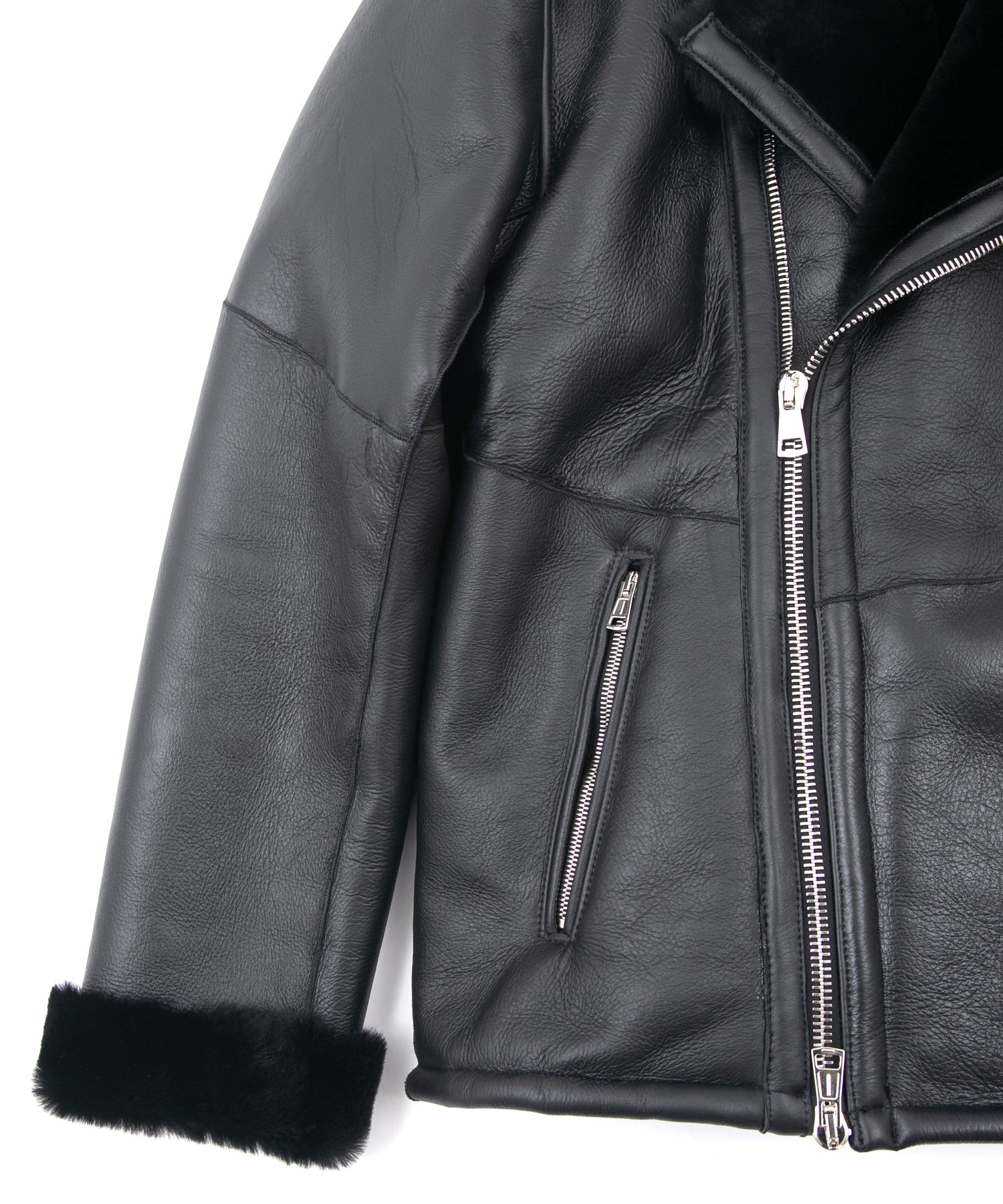 Load image into Gallery viewer, Spain Merino Nappalan Finish CHAMBERS B-3 Mouton Riders Jacket - BLACK