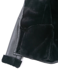 スペイン メリノ ナッパラン仕上げ CHAMBERS B-3 ムートンライダースジャケット - BLACK