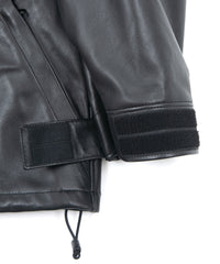 フルタンニン 鞣し ワックス ラムスキン FORK マウンテンジャケット - BLACK