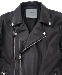 オイルカーフ RAVEN ダブルライダースジャケット - BLACK