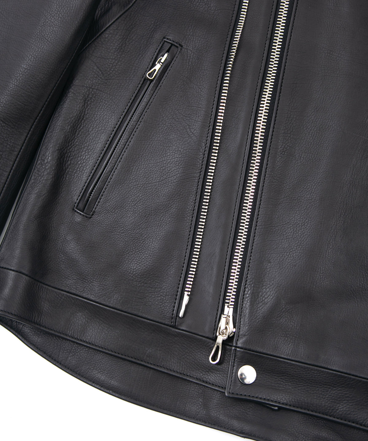 オイルカーフ RAVEN ダブルライダースジャケット - BLACK