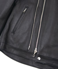 オイルカーフ RAVEN ダブルライダースジャケット - BLACK