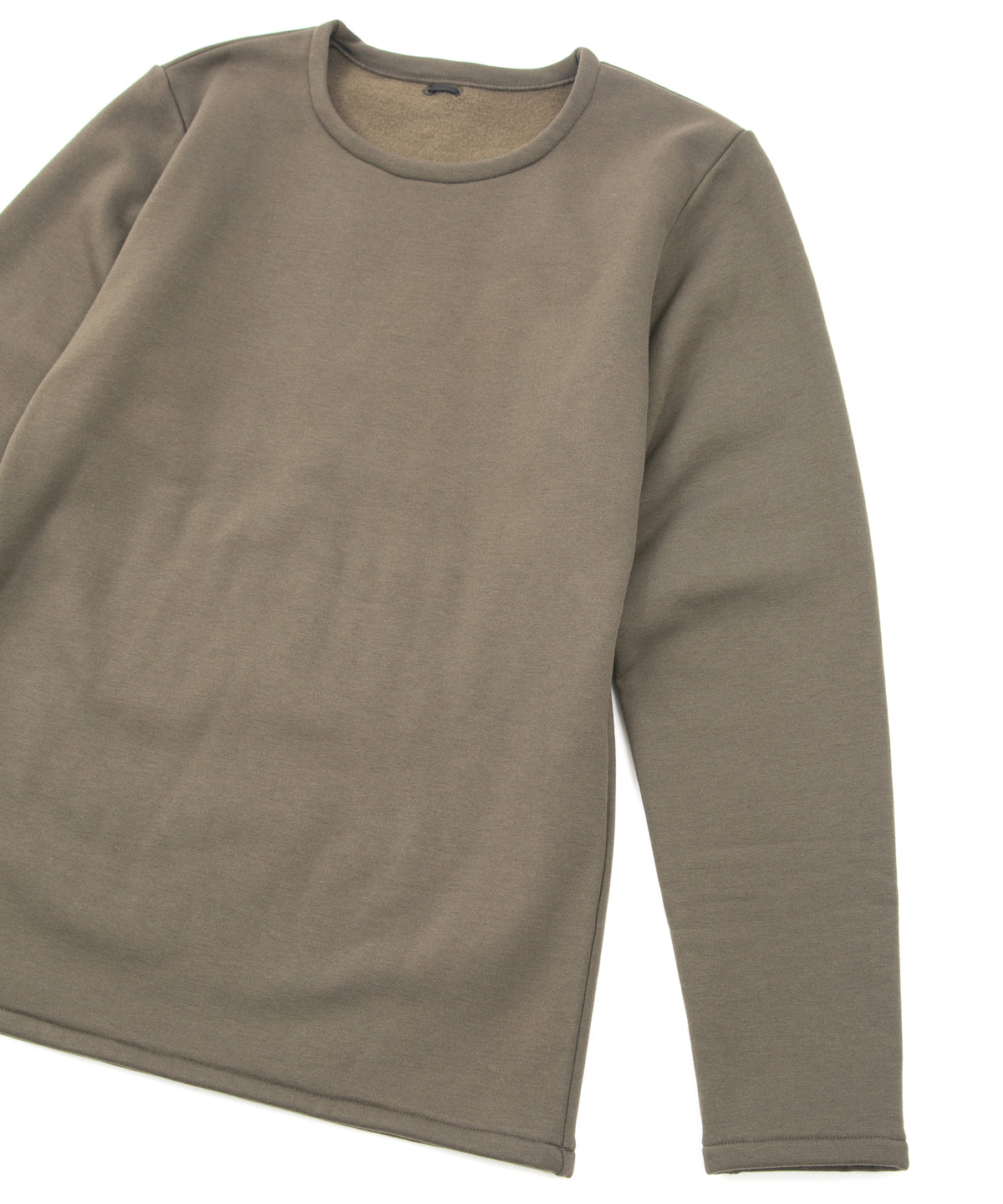 高機能 アクリル ナイロン 裏起毛 ジャージ L/S クルーネック Tシャツ - KHAKI