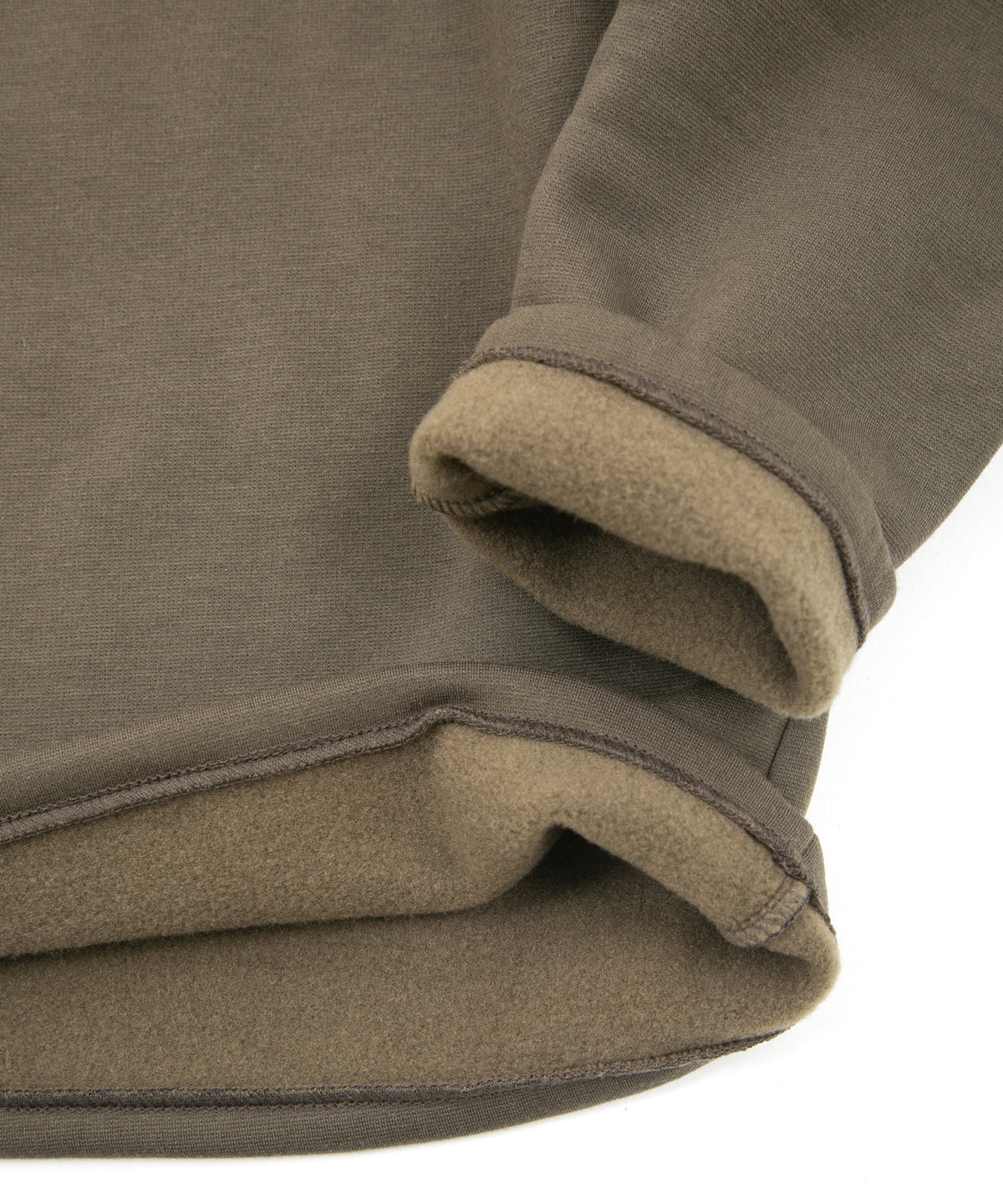 高機能 アクリル ナイロン 裏起毛 ジャージ L/S クルーネック Tシャツ - KHAKI