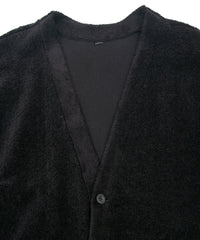 Load image into Gallery viewer, Cotton Acrylic Brushed Pile Midriff Cardigan - BLACK