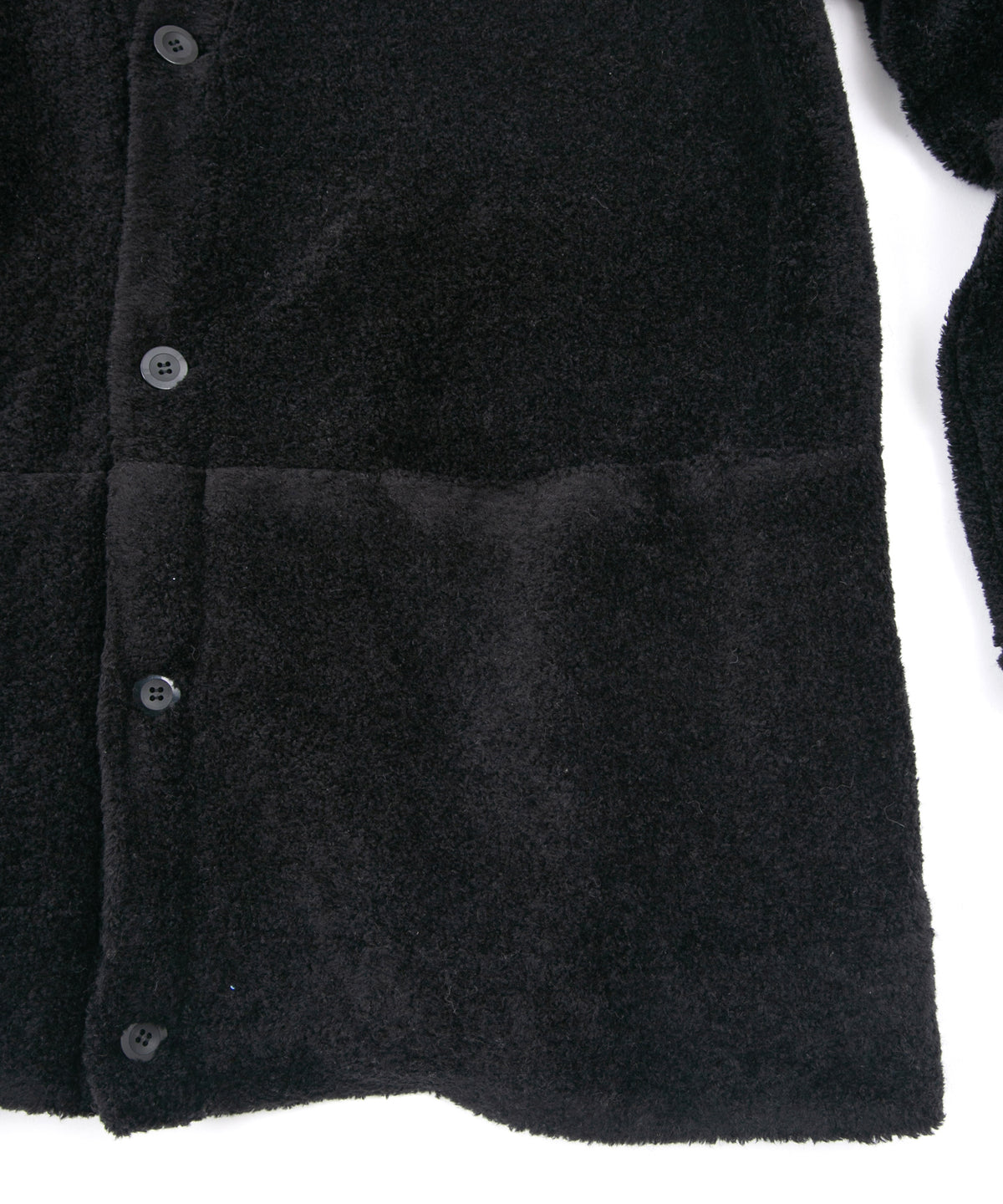 Cotton Acrylic Brushed Pile Midriff Cardigan - BLACK