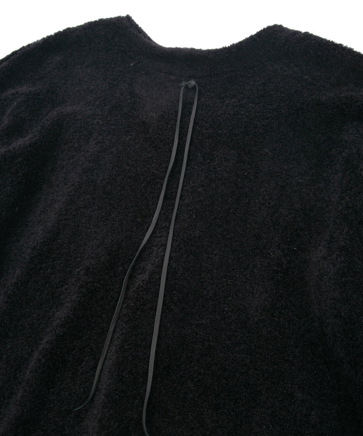 Cotton Acrylic Brushed Pile Midriff Cardigan - BLACK