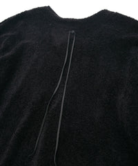 Cotton Acrylic Brushed Pile Midriff Cardigan - BLACK