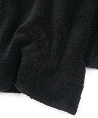Cotton Acrylic Brushed Pile Midriff Cardigan - BLACK