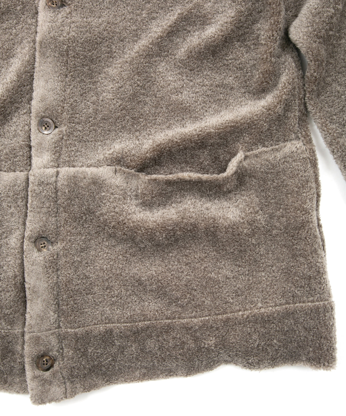 Cotton Acrylic Brushed Pile Midriff Cardigan - GRAIGE