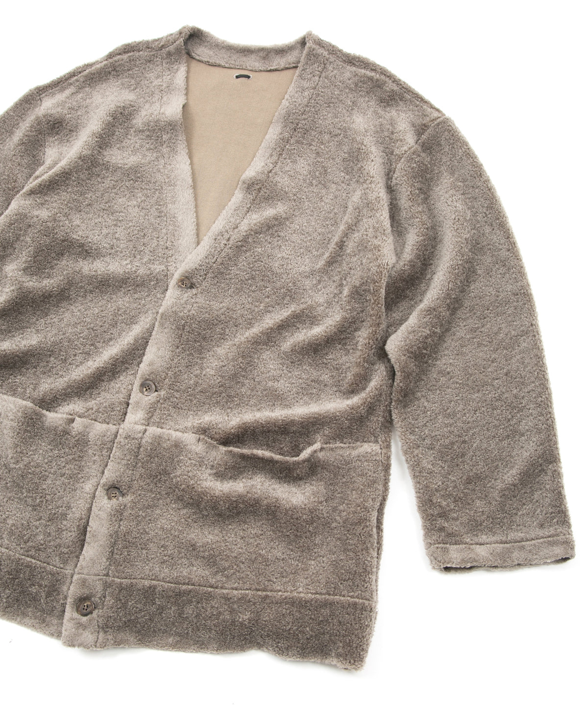 Cotton Acrylic Brushed Pile Midriff Cardigan - GRAIGE