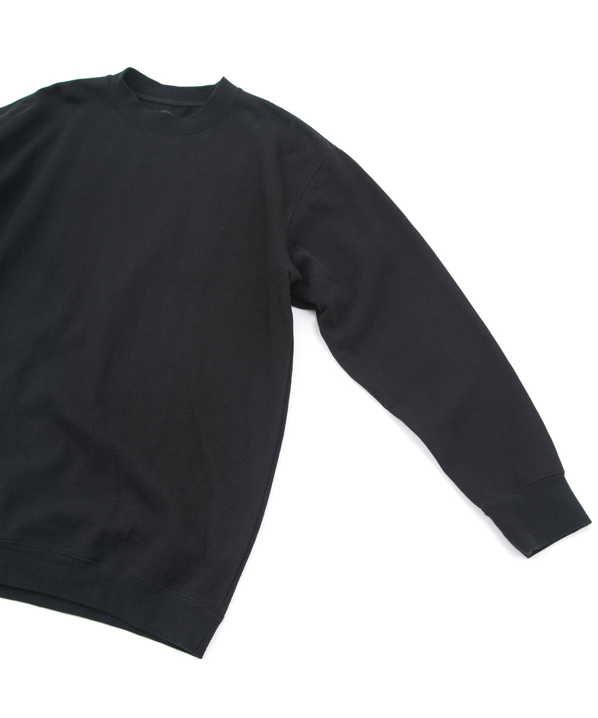 Vintage Filled Vintage Finish Fleece-Lined Crew Neck L/S Sweatshirt - BLACK