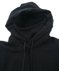 Vintage Filled Fleece-Lined High Neck Hoodie - BLACK