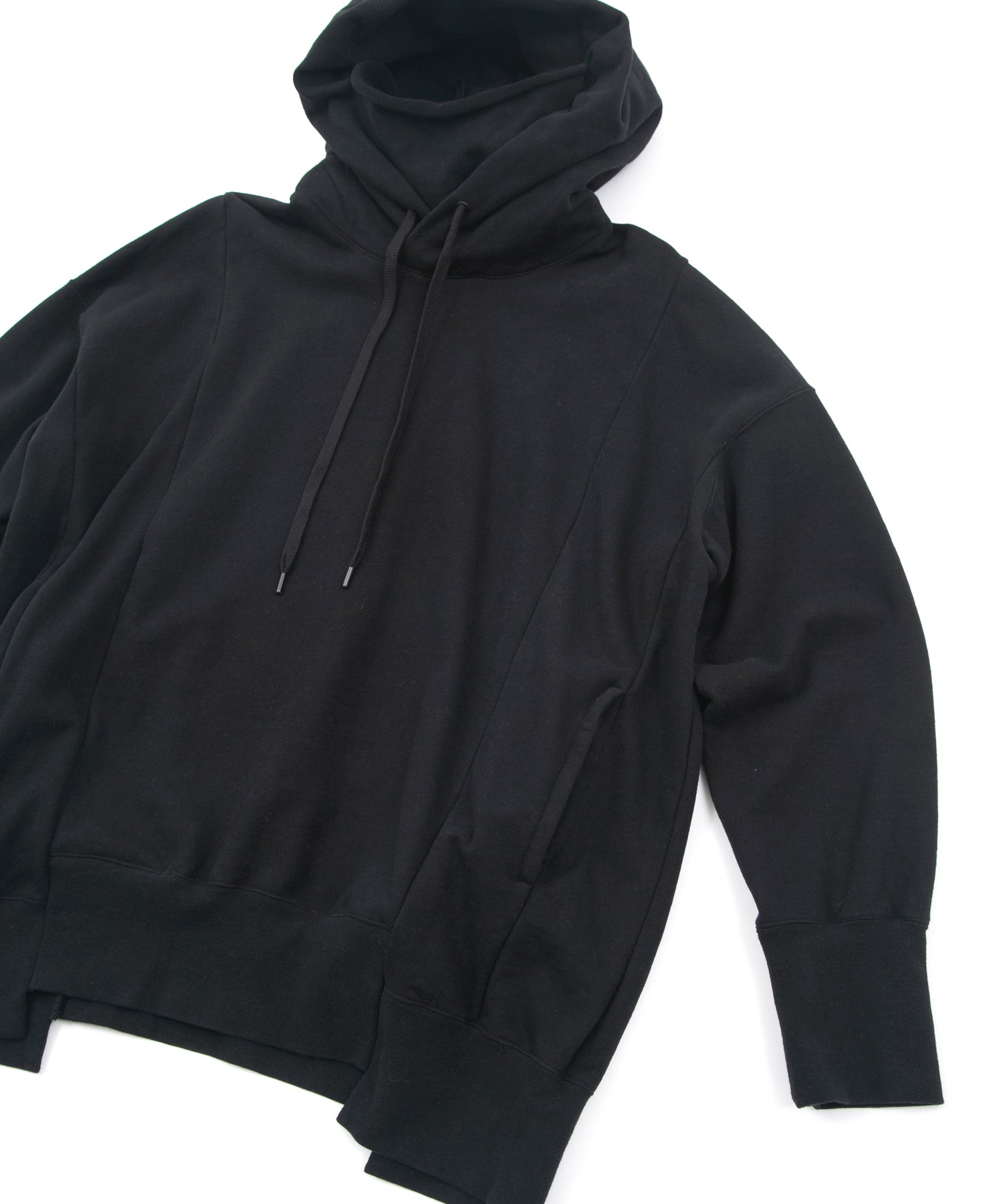 Load image into Gallery viewer, Vintage Filled Fleece-Lined High Neck Hoodie - BLACK