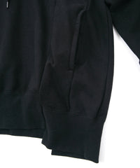 Vintage Filled Fleece-Lined High Neck Hoodie - BLACK