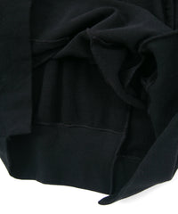 Vintage Filled Fleece-Lined High Neck Hoodie - BLACK