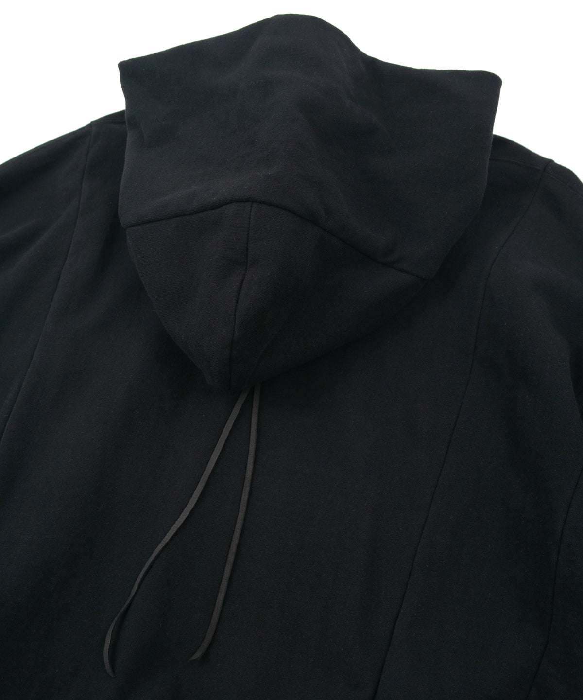 Vintage Filled Fleece-Lined High Neck Hoodie - BLACK