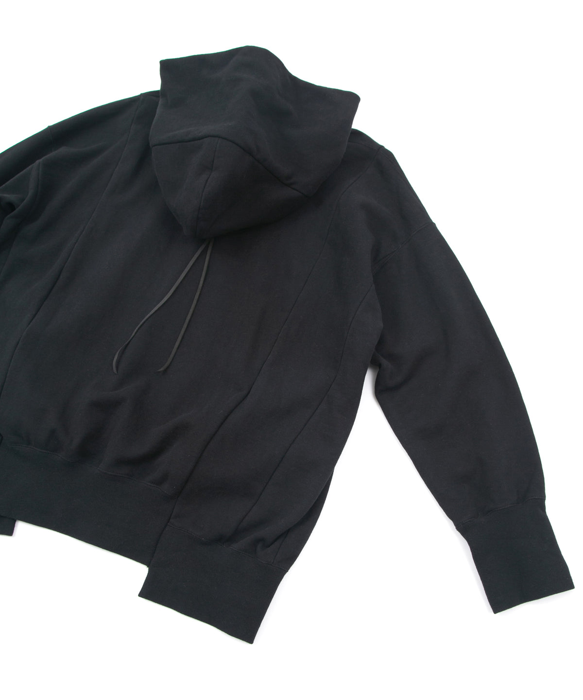 Vintage Filled Fleece-Lined High Neck Hoodie - BLACK