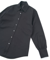 Cotton Poly Plain Weave L/S Shirt - BLACK
