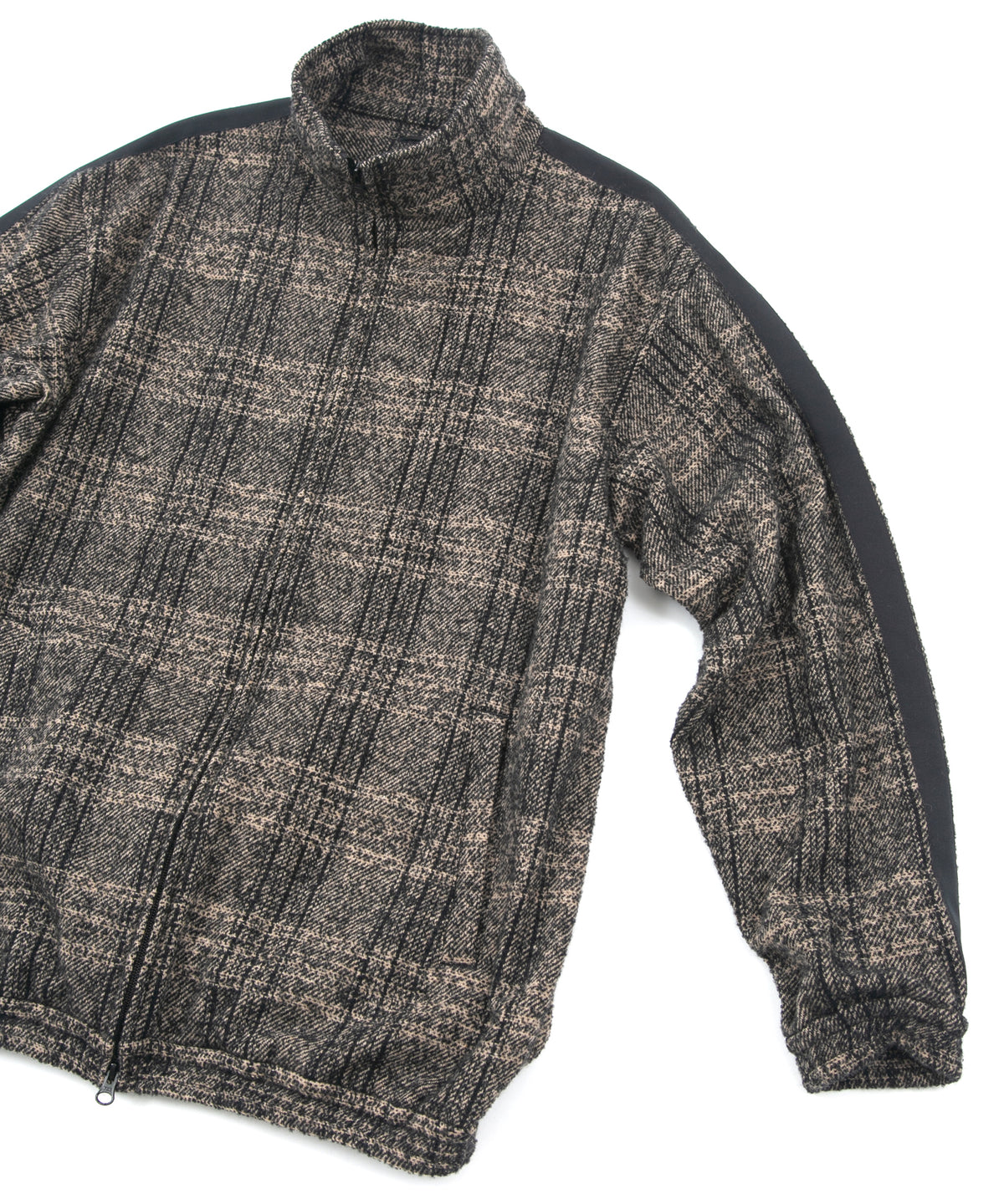 Loop Tweed Check Track Jacket - BROWN