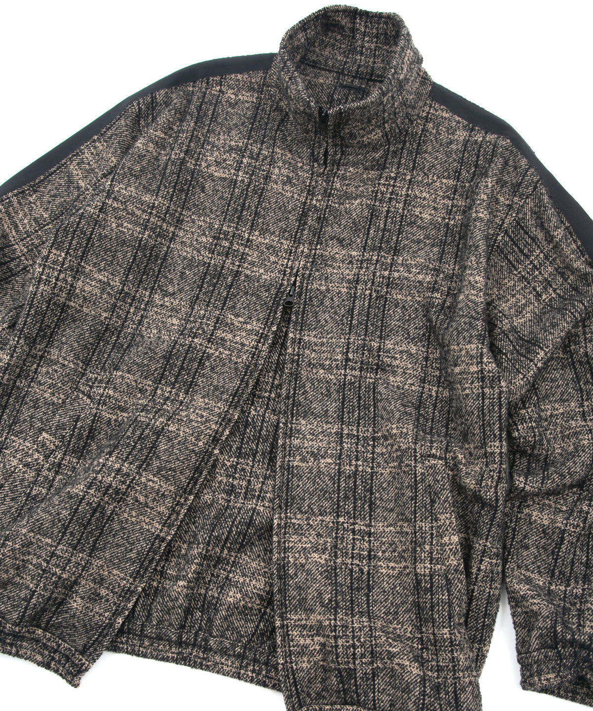 Loop Tweed Check Track Jacket - BROWN