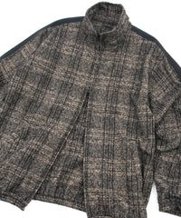 Loop Tweed Check Track Jacket - BROWN