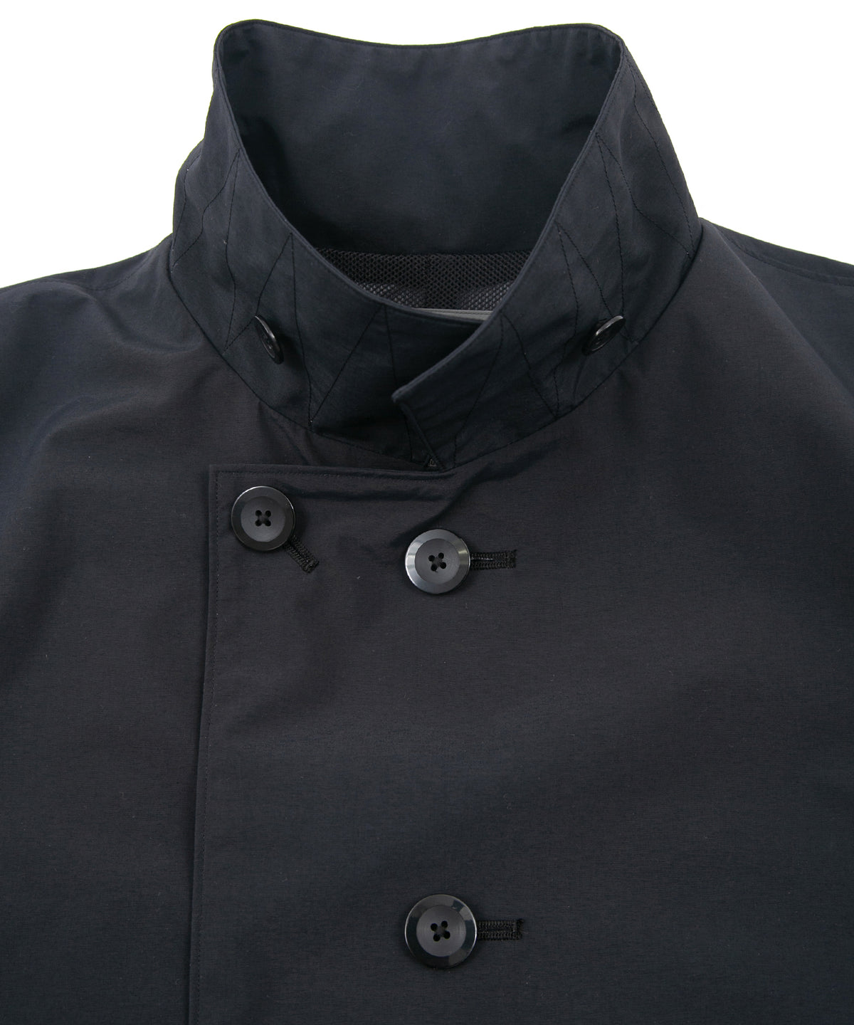 スリーレイヤー 防水 タスランタフタ バイカーロングコート - BLACK