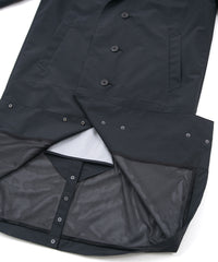 スリーレイヤー 防水 タスランタフタ バイカーロングコート - BLACK