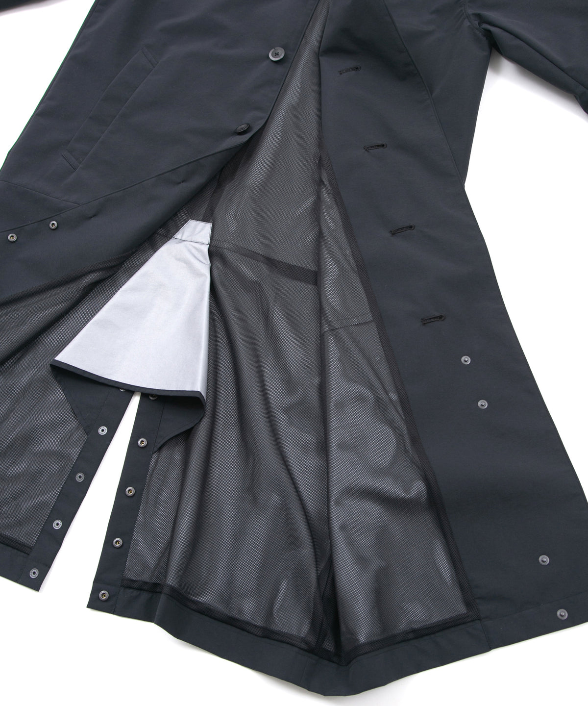 スリーレイヤー 防水 タスランタフタ バイカーロングコート - BLACK