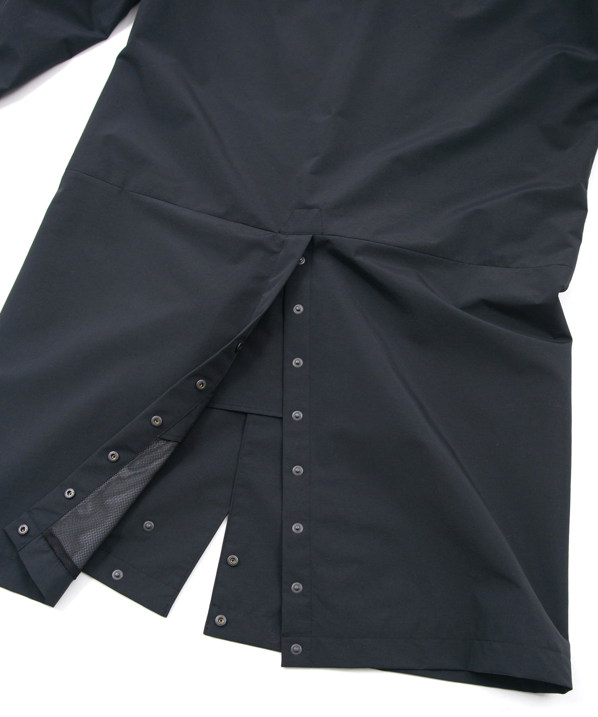 スリーレイヤー 防水 タスランタフタ バイカーロングコート - BLACK