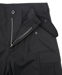 コットンポリ プレーン ウィーブ フィールドカーゴパンツ - BLACK